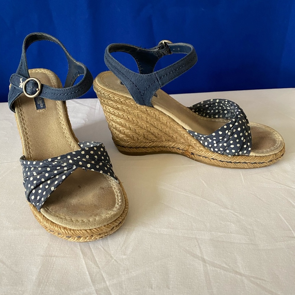 American Eagle Polka Dot Espadrilles, Navy Blue